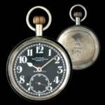 Pilot's or Cockpit Timer (1914) - watch with timer manufactured by Gallet Electa for the British military during World War One. British Ministry of Defense "Broad Arrow" markings on reverse.