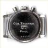 Reverse view of President Truman's Gallet Flight Officer Chronograph showing the names of two members of Truman's senatorial staff.